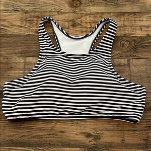 Striped Black and White Bikini Top